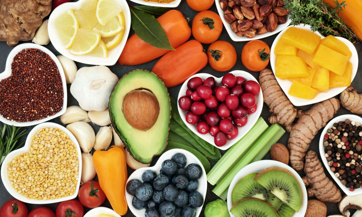 Spread of healthy fall foods.