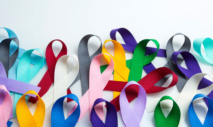 Various colored cancer ribbons