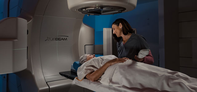 Cancer patient preparing for radiation therapy.